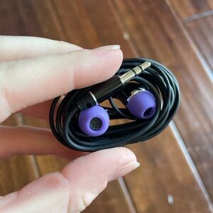 Black and Purple Wired Headphones